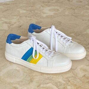 Ron White Leather Rainbow Zipper Luxury Sneakers